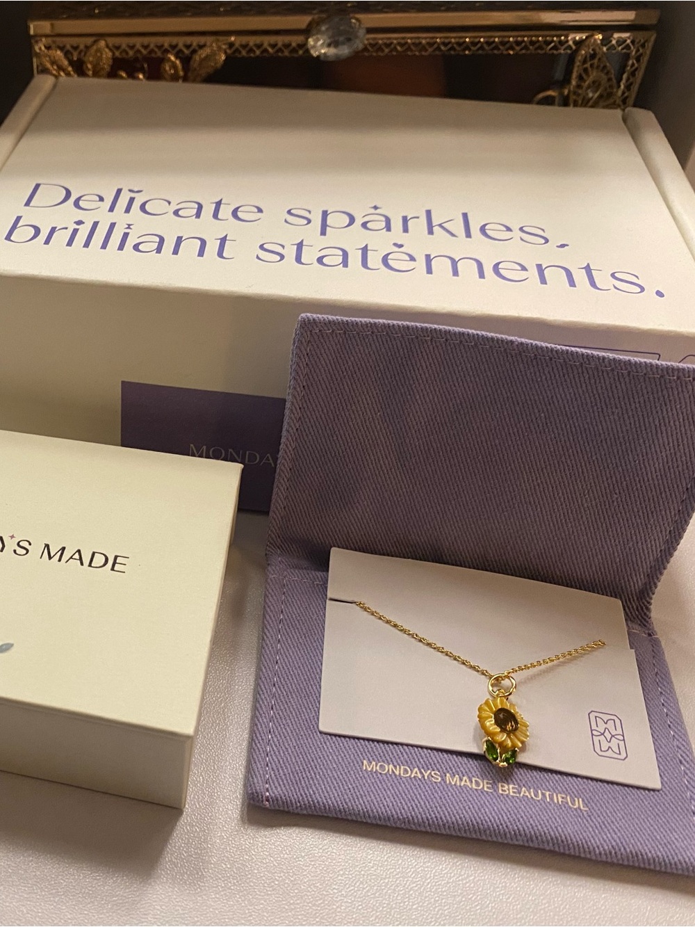 Mondays Made Sunflower Necklace 18k Gold